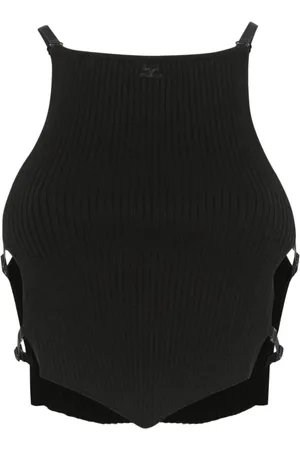 Courrèges Sleeveless Tops, female, , M, Square Neck Top with Adjustable Straps