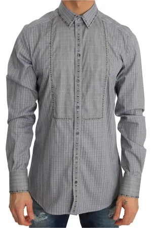 Dolce & Gabbana Elegant Grey Checkered Casual Shirt