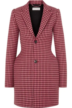 Balenciaga Blazers, female, , XS, Puffy Effect Wool Check Blazer Jacket