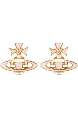 Vivienne Westwood Earrings, female, , ONE SIZE, Ribbon Bas Relief Earrings Gold