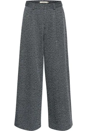 Gestuz Wide Trousers, female, , 2XL, Blue Twill Structure Wide Leg Trousers