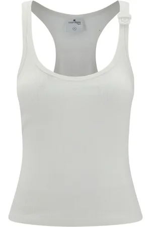 Courrèges Ribbed Cotton Top with Embroidered Logo