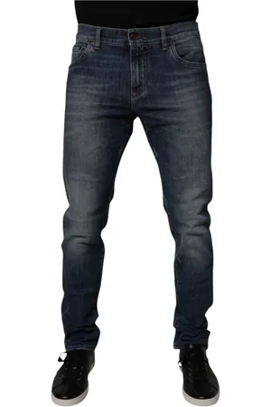Dolce & Gabbana Slim-fit Jeans, male, , L, Dark Leather Skinny Denim Jeans