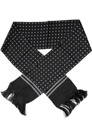 Dolce & Gabbana Silky Scarves, unisex, , ONE SIZE, Polka Dotted Silk Fringes Scarf