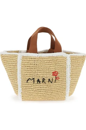 Marni Handbags, female, , ONE SIZE, Macramé Knit Tote Bag with Embroidered Logo