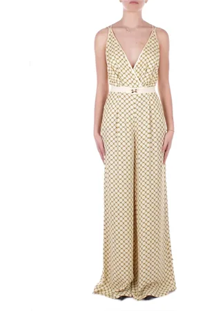 Elisabetta Franchi Jumpsuits, female, , L, Front Logo Zipper Trousers