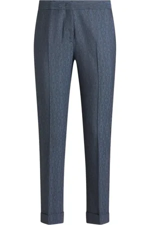 Etro Cropped Trousers, female, , XS, Geometric Pattern Tailored Trousers