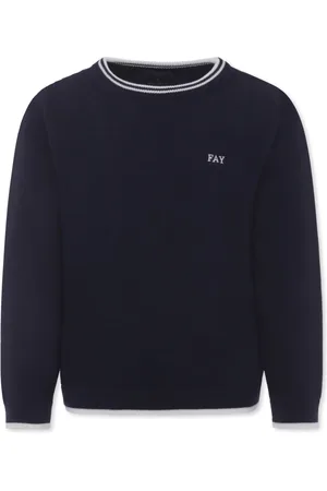FAY Knitwear, male, , 4 Y, Cotton Jumper with Elbow Patches