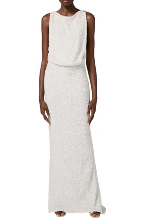 Elisabetta Franchi Sequin Dress with Boat Neckline