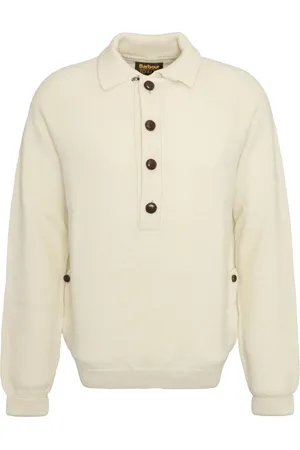 Barbour Round-neck Knitwear, male, , S, Collared Jumper Chalk