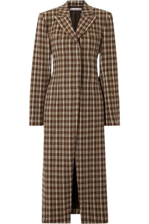 Acne Studios Single-Breasted Coats, female, , M, Beige/ Bouclé Check Coat