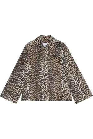 Ganni Leopard Print Denim Jacket