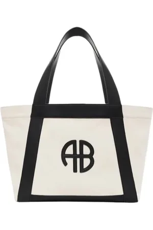 ANINE BING Tote Bags, female, , ONE SIZE, Canvas Tote Bag with Leather Straps