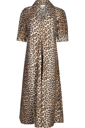 Ganni Maxi Dresses, female, , XS, Leopard Print Midi Dress