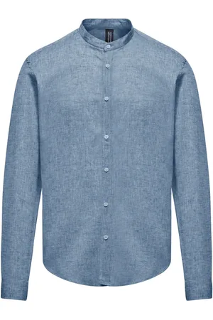 Bomboogie Casual Shirts, male, , XS, Linen/Cotton Shirt with Mandarin Collar