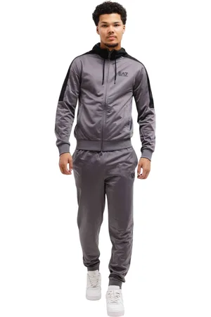 Emporio Armani Training Sets, male, , S, Grey Tracksuit Hooded Sporty Style