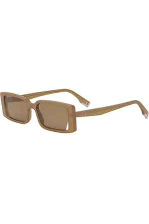 Fendi Sunglasses, unisex, , 53 MM, Diagonal Cut Rectangular Sunglasses Brown