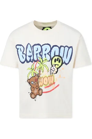 BARROW T-Shirts, unisex, , 12 Y, Ivory Cotton T-Shirt with Smiley Print