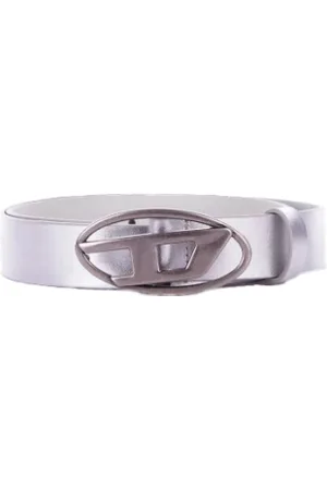Diesel Belts, female, , L, Silver Kid Logo Belt with Buckle