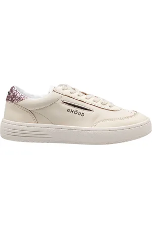 Ghoud Ivory Pink Leather Lace-Up Trainers