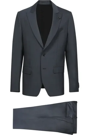 LARDINI Single Breasted Suits, male, , 2XL, Elegant Dark Grey Micro Pattern Suit