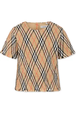 Burberry Blouses, female, , 3 Y, Smocked Top with Vintage Check