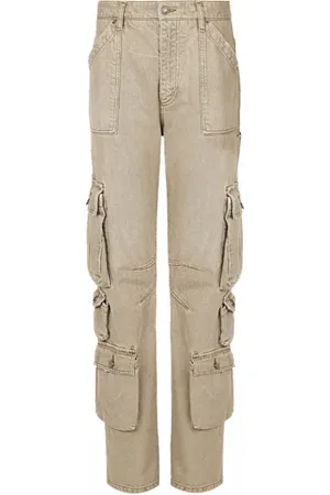 Dolce & Gabbana Straight Trousers, female, , S, Cargo Jeans with Logo Plaque