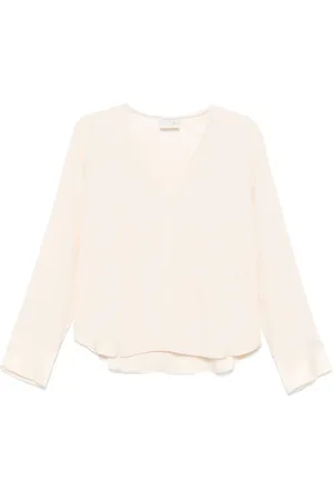 FORTE FORTE Blouses, female, , L, Ivory Satin Long Sleeve Top