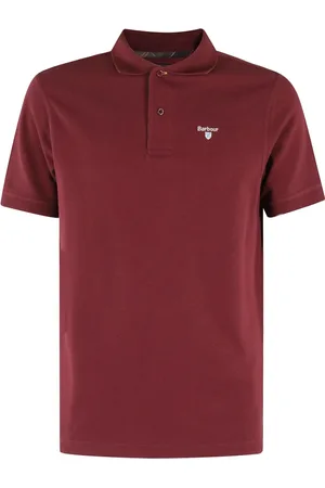 Barbour Polo Shirts, male, , 3XL, Bordeaux Cotton Polo with Embroidered Logo