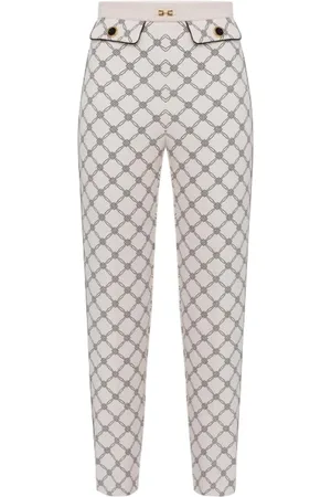 Elisabetta Franchi Cropped Trousers, female, , S, Diamond Print Crepe Trousers