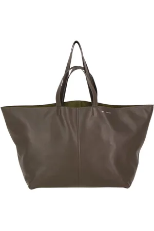 Ami Maxi Tote Bag Brown Grained Leather