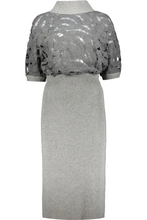 Fabiana Filippi Knitted Dresses, female, , S, Ribbed Knitted Dress Polyester Acrylic Wool