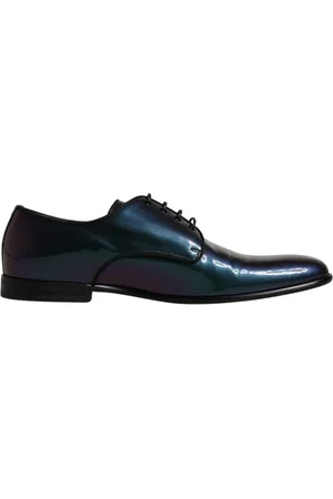 Dolce & Gabbana Peacock Leather Derby Men Dress Shoes