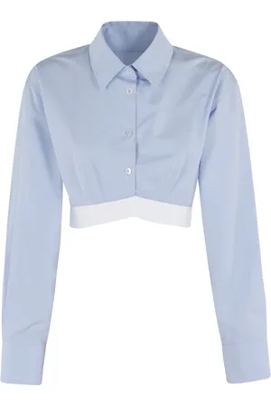 Alexander Wang Shirts, female, , XS, White Logo Elastic Cropped Shirt