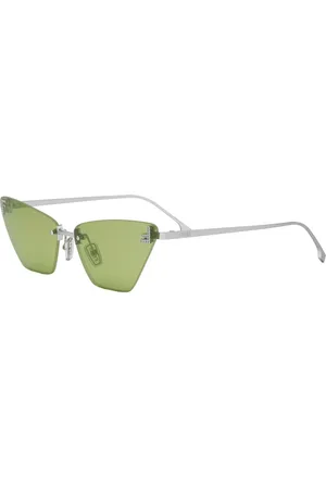 Fendi Geometric Cat-Eye Sunglasses Crystal Green