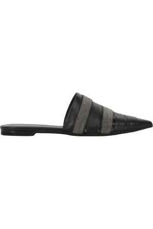 Fabiana Filippi Pointy Toe Leather Mules with Beads