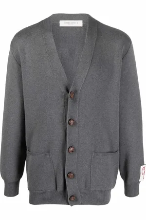Golden Goose Cardigans, male, , L, Dark Grey Buttoned Cardigan