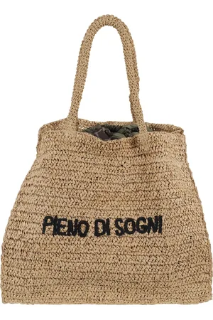 Aspesi Raffia Tote Bag with Animal Print Lining