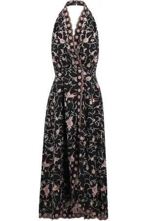 SEA Midi Dresses, female, , S, Floral Halter Dress with Scalloped Trim