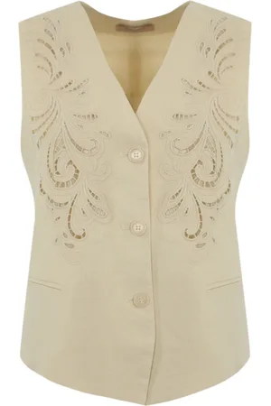 Twin-Set Linen Sleeveless V-Neck Jacket