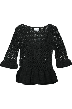 Ganni Round-neck Knitwear, female, , XS, Metallic Knit Jumper