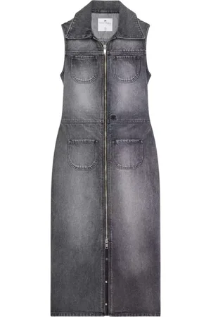 Courrèges Grey denim midi dress with pockets