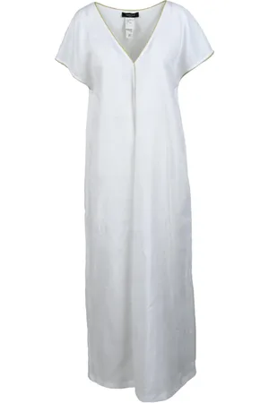 Fabiana Filippi Maxi Dresses, female, , S, Linen Tunic Dress with Embroidered Neckline