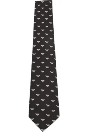 Emporio Armani Silk Tie with Eagle Logo Print