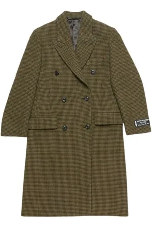 Acne Studios Double-Breasted Coats, female, , S, Khaki Houndstooth Coat