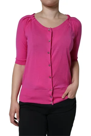 Dolce & Gabbana Cardigans, female, , XS, Short Sleeve Wool Blouse Buttoned