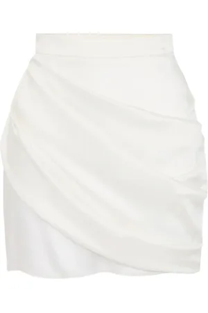 Elisabetta Franchi Short Skirts, female, , S, Ivory Draped Mini Skirt