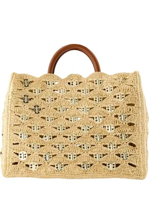 Paco rabanne Tote Bags, female, , ONE SIZE, Raphia Disc-Link Tote Bag