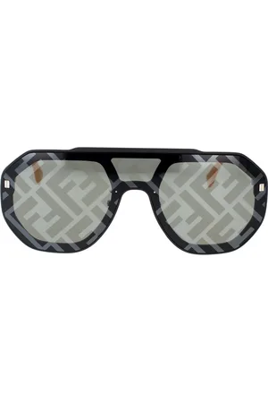 Fendi Sunglasses, unisex, , ONE SIZE, Contemporary Shield Sunglasses with Rubber Frame