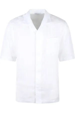 Paolo Pecora Short Sleeve Shirts, male, , XL, Linen Bowling Shirt